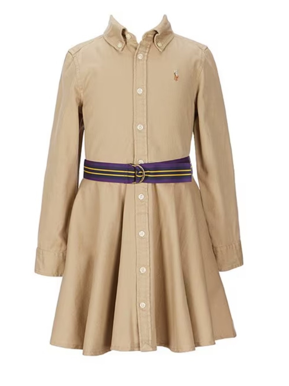 Polo Ralph Lauren Girls Button-Front Belted Shirtdress